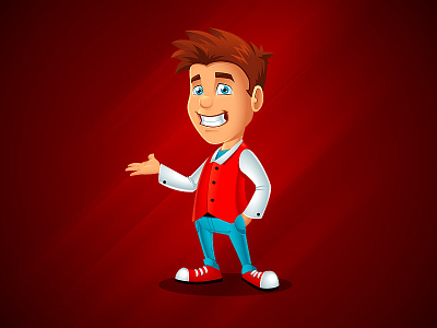 Here ya' go illustration male mascot presenting smile vector