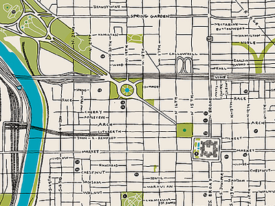 Eyes Habit's Center City Philadelphia Map map poster screen print