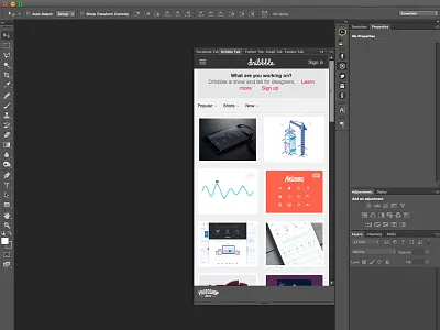Dribble Tab for Photoshop add on add ons browser dribble facebook gmail panel photoshop tab tabs twitter yandex