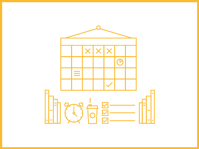 Organization and Schedule design education icons illustrator line art mono weight presentation vector video