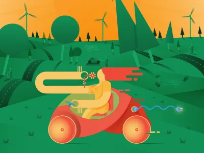 Electric vehicle landscape car eco electric sustainable vehicle volkswagen