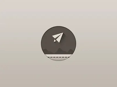 Launch icon long longshadow mountain paper plane road shadow vector