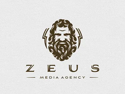 Zeus agency face flash god logo media zeus