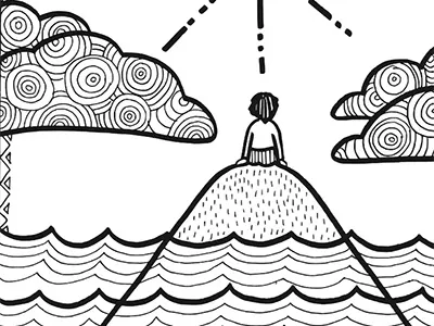 waiting illustration line drawing