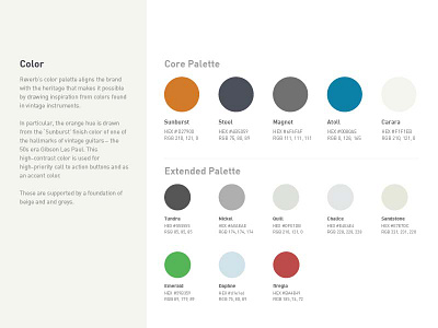 Reverb One Page Style Guide color palette reverb style guide style guide styleguide