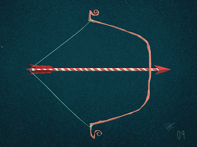 Illustrated Advent Day 09: Christmas Bow archery bow christmas illustrated advent illustration photoshop