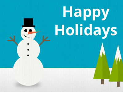 Happy Holidays christmas snowman trees vector