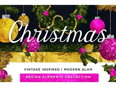 Hand Drawn Christmas Illustration: Vintage + Glam actions branch brushes christmas gold psd hand drawn holiday illustration illustrator photoshop