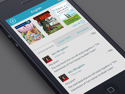 Mobile Class Dashboard app design edu ereader iphone mobile ui
