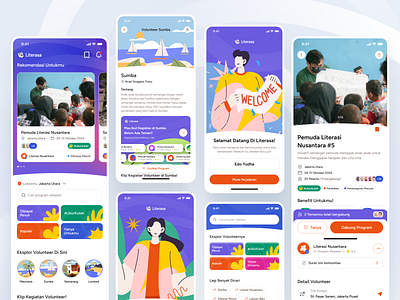 📕Literasa - Educational Volunteering App animation app branding design educational app illustration logo microinteraction mobile app teaching app ui ui ux ux volunteer app