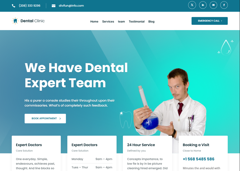 Example of Dental Clinic Service Word Press Website