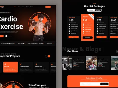 🔥 Cardio Fitness Landing Page – Bold & Dynamic UI bold ui dark mode exercise fitness gym health interactive ui landing page minimalist design modern ui pricing page responsive design sports typography uiux user experience web design web ui website design workout