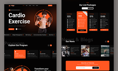 🔥 Cardio Fitness Landing Page – Bold & Dynamic UI bold ui dark mode exercise fitness gym health interactive ui landing page minimalist design modern ui pricing page responsive design sports typography uiux user experience web design web ui website design workout