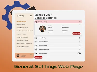 Creative Employee Setting Web Page UI Design creative creativity setting page ui ui design ui ux design