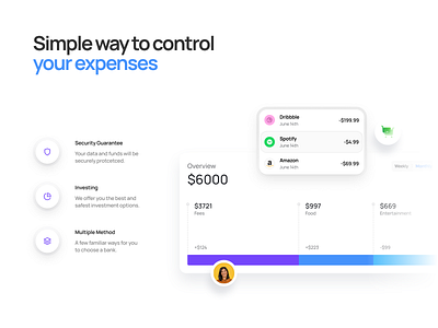 Landing Section app bank clean design expenses finance fintech illustration landing minimal money section subscription ui ux