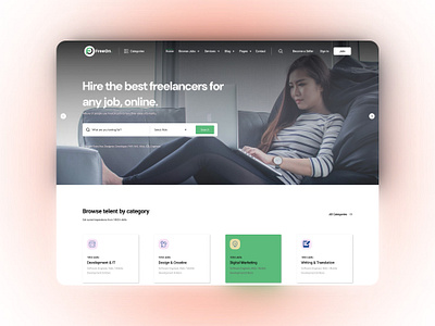 Freelance Landing Page Design freelance market freelancer hiring hiring platform homepage job job find job finder job platform job search landing page landing page design online job portfolio saas startup ui uiux ux website