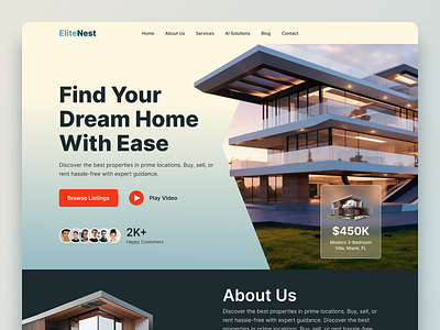 Real Estate Agency Website Design agency apartment architecture booking building design house landing page listing real estate real estate agency rent ui uiux ux web web design web page website website design