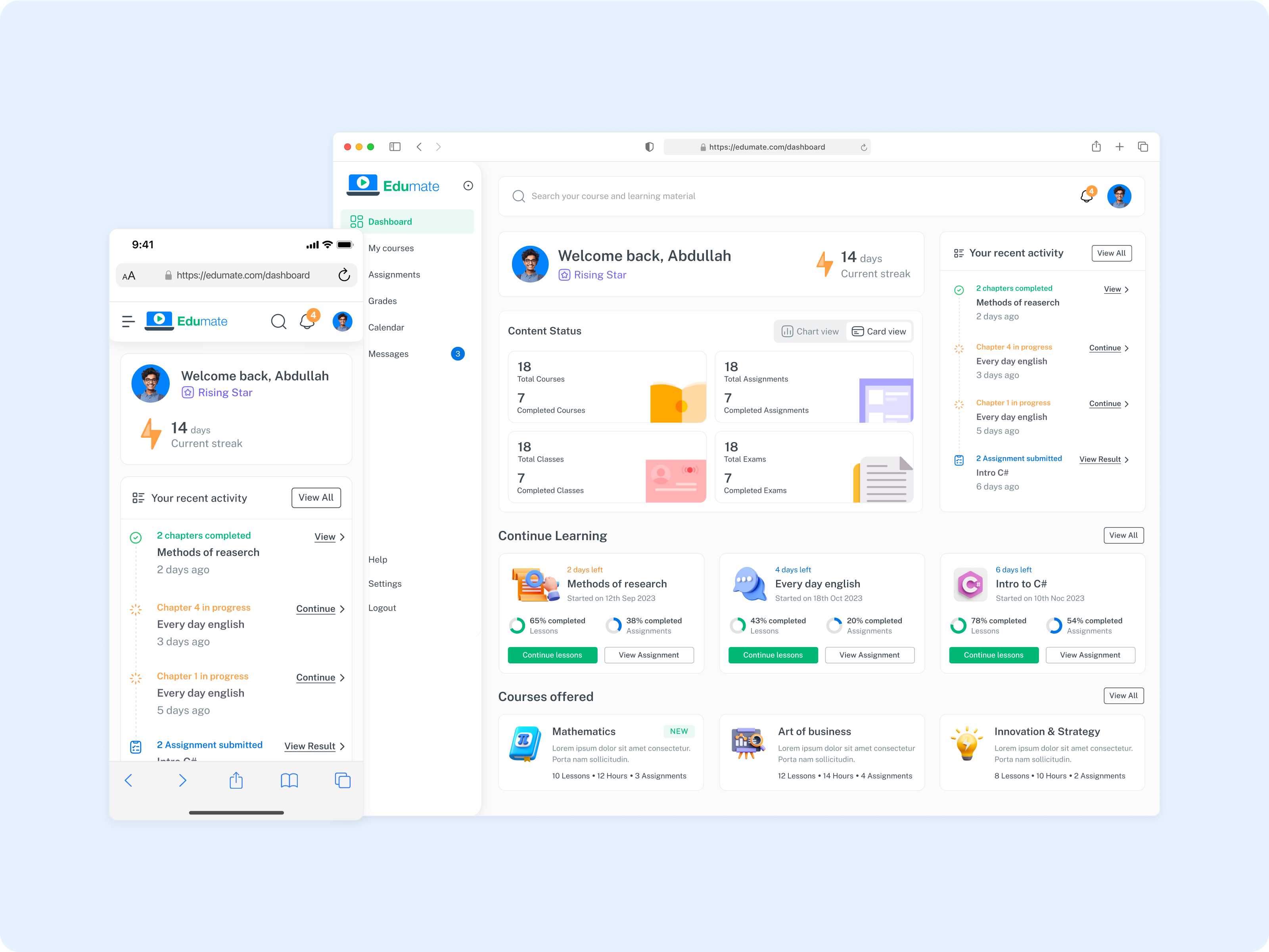 LMS Dashboard UI Design branding ui