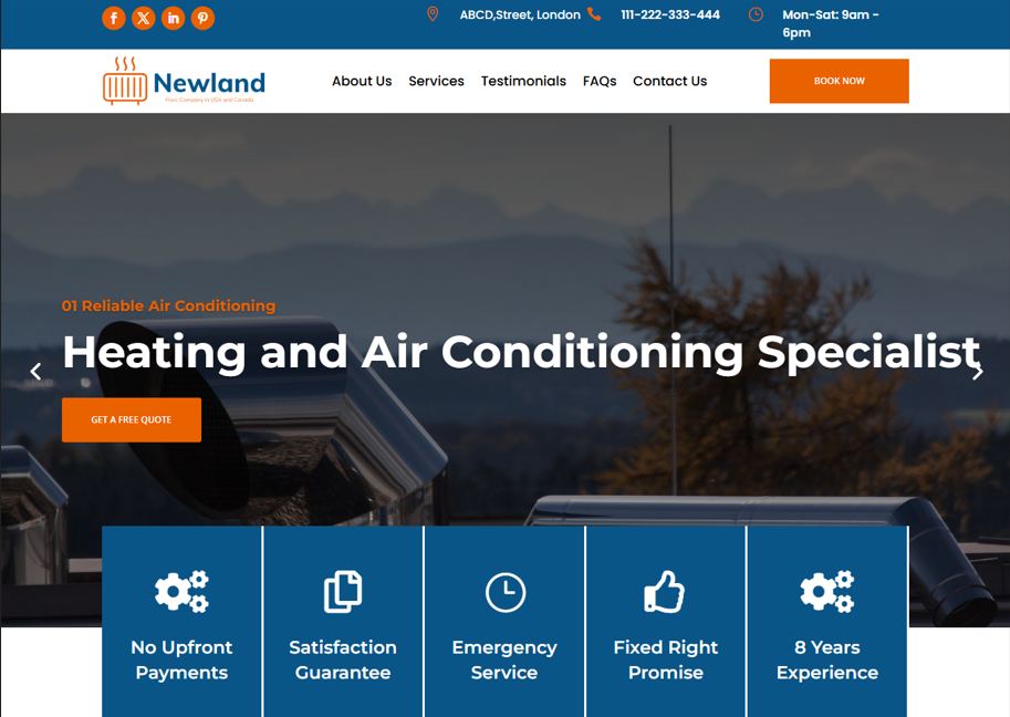 Example of Hvac Word Press Website Using Divi