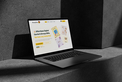 BuzzyBox- Digital Greetings Card Website digitalcards digitalgifts e card gift website graphic design home page landign page landing page modern website surprise website ui ui design ui ux ui ux design userinterface ux ux design web design websitedesign yellow website