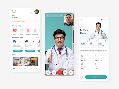 Simedi - Online Consultation Mobile Apps appointment apps booking branding call clean consultation design doctor figma medicine mobile online prescription ui ux video white