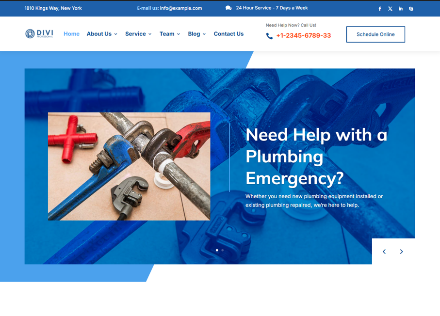 Example of Plumbing Service Word Press Website