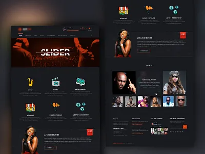 Music Website Design Work In Progress artist dark entertainment homepage music ui ux webdesign
