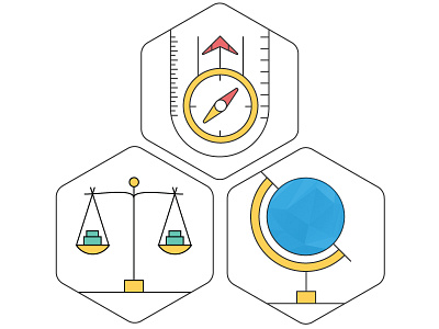 Final trio compass globe hiking illustration scales travel weight world