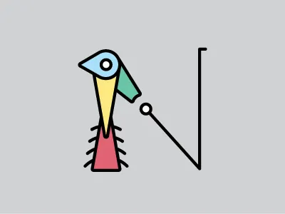 "N" Original alphabet type typography