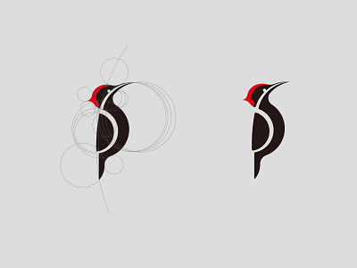 Woodpecker bird icon illustrator logo mark sketch wood