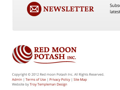 Red Moon Potash Website Footer design development enews enewsletter footer logo signup subscribe website