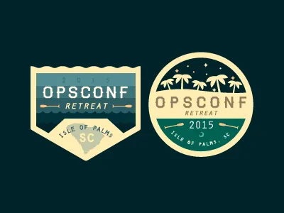 Badges / OpsConf badge beach blue moon navy oar ocean paddle palm tree south carolina water waves