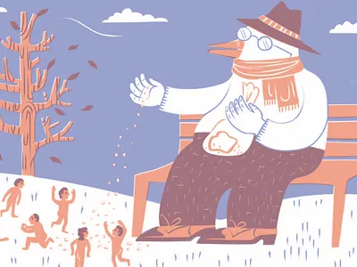 breadcrumbs animal bird illustration people