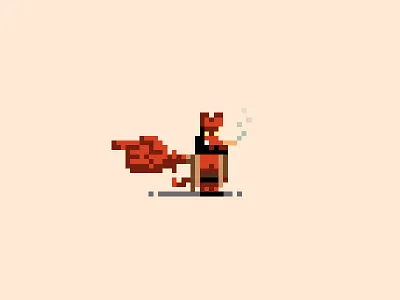 "He went that way" 8 bit hellboy pixel