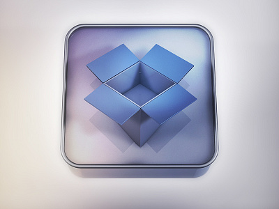 Dropbox Icon 3d 4d blue debut design icon shading