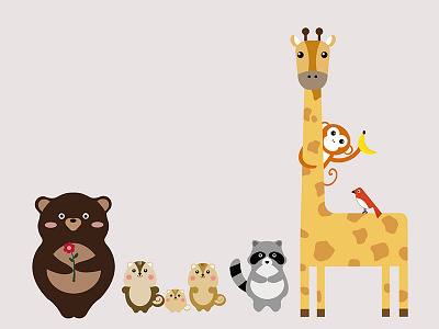 Animal friends animal banana bear bird giraffe monkey raccoon squirrel