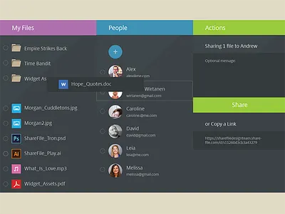 Drag and Drop Concept columns contact list drag and drop files flat design multiple columns people sharing