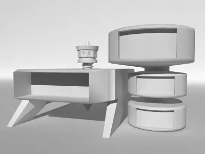 Drill Station 3d clean lowpoly maya minimal monotone