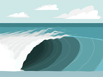 goin left 2d aftereffects animation barrel gif illustration surf surfer surfing vector wave