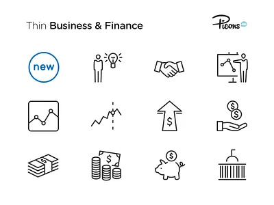 Picons Thin Update - Business & Finance analytics business finance icons money picons thin update vector
