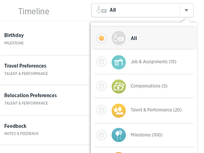 Workday / Timeline Dropdown Menu Detail ipad mobile design product design ui user experience ux visual design