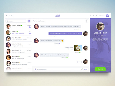 Web Interface betraydan chat design flat messaging ui web app