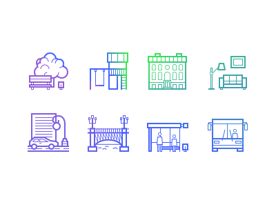 City Icons bus city house icons street tree