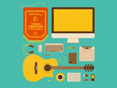 My Desktop flat illustration stuff vector