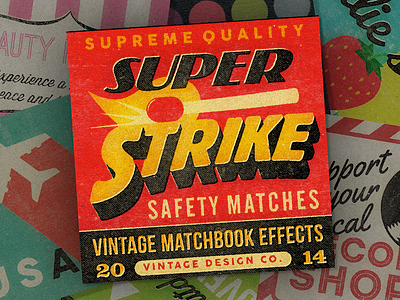 Super Strike creative market hand lettering matchbook matchbox photoshop psd texture textures