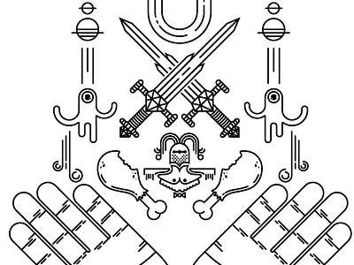 Solar Diamonds illustration line art swords