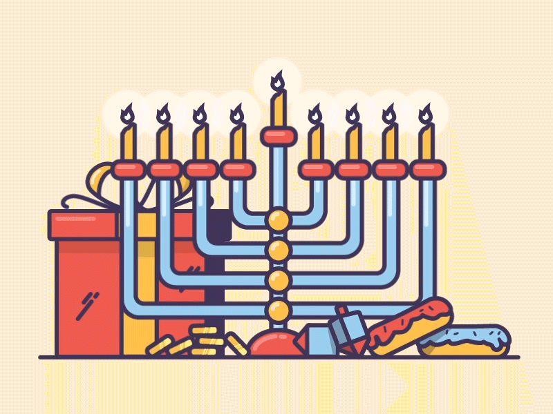 Chanukah Line Art - GIF art chanukah gif holiday jewish lights line line art menorah