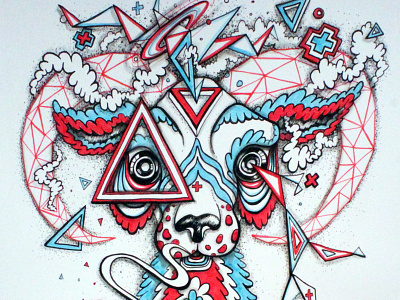 Clear abstract cartoon cat character geometric illustration inktober ram surreal triangle