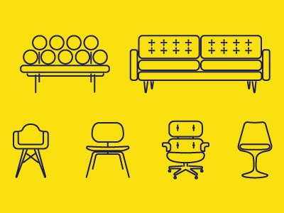 Midcentury Modern Furniture eames furniture illustration mid century vector