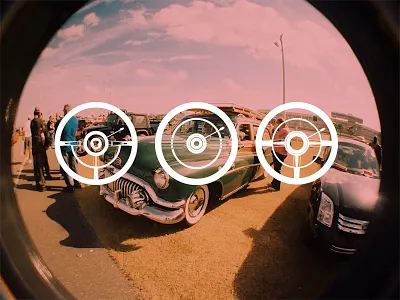 View Master car fisheye icon illustration woody